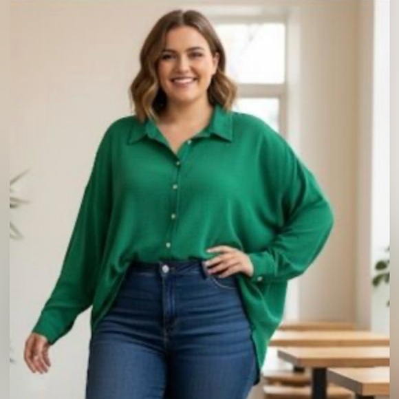 NEW, Penningtons, Green Tunic Blouse, Plus Size 3X - Picture 9 of 10